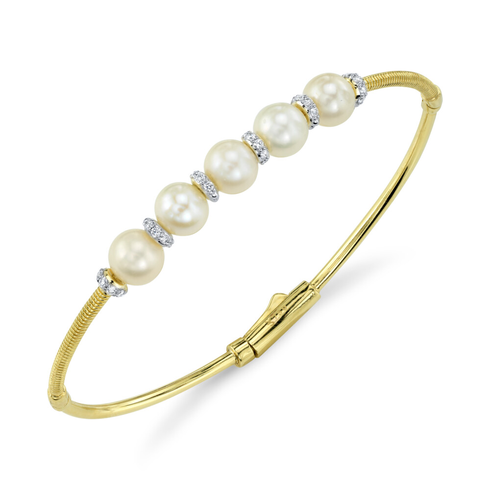 Image 2 for Pearl Station Bangle With Diamonds