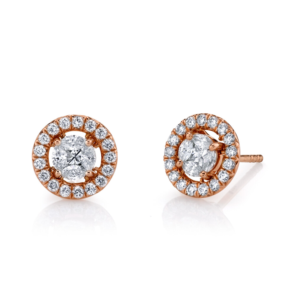 Image 2 for Marquis Diamond Stud Earrings With Removable Diamond Halo Jacket