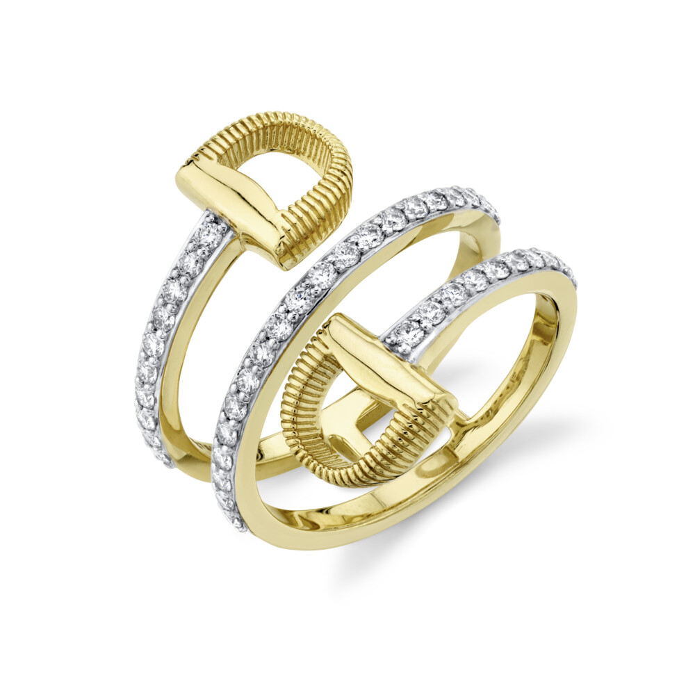 Image 2 for Pave Diamond Wrap Around Double Horse Bit Ring