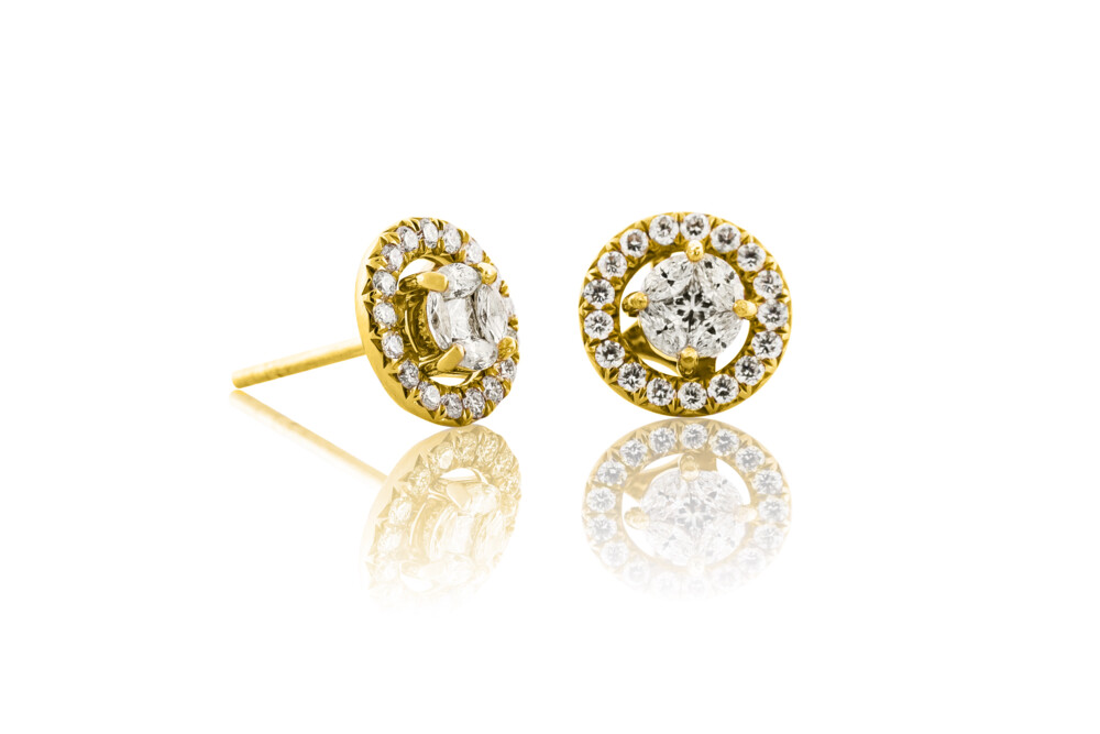 Image 2 for Marquis Diamond Stud Earrings With Removable Diamond Halo Jacket