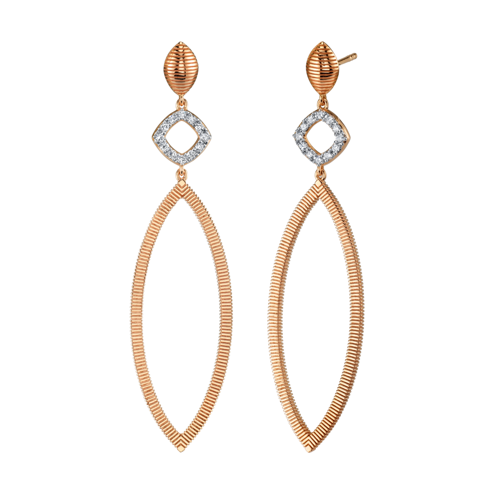Image 2 for Diamond And Strie Large Marquise Earrings