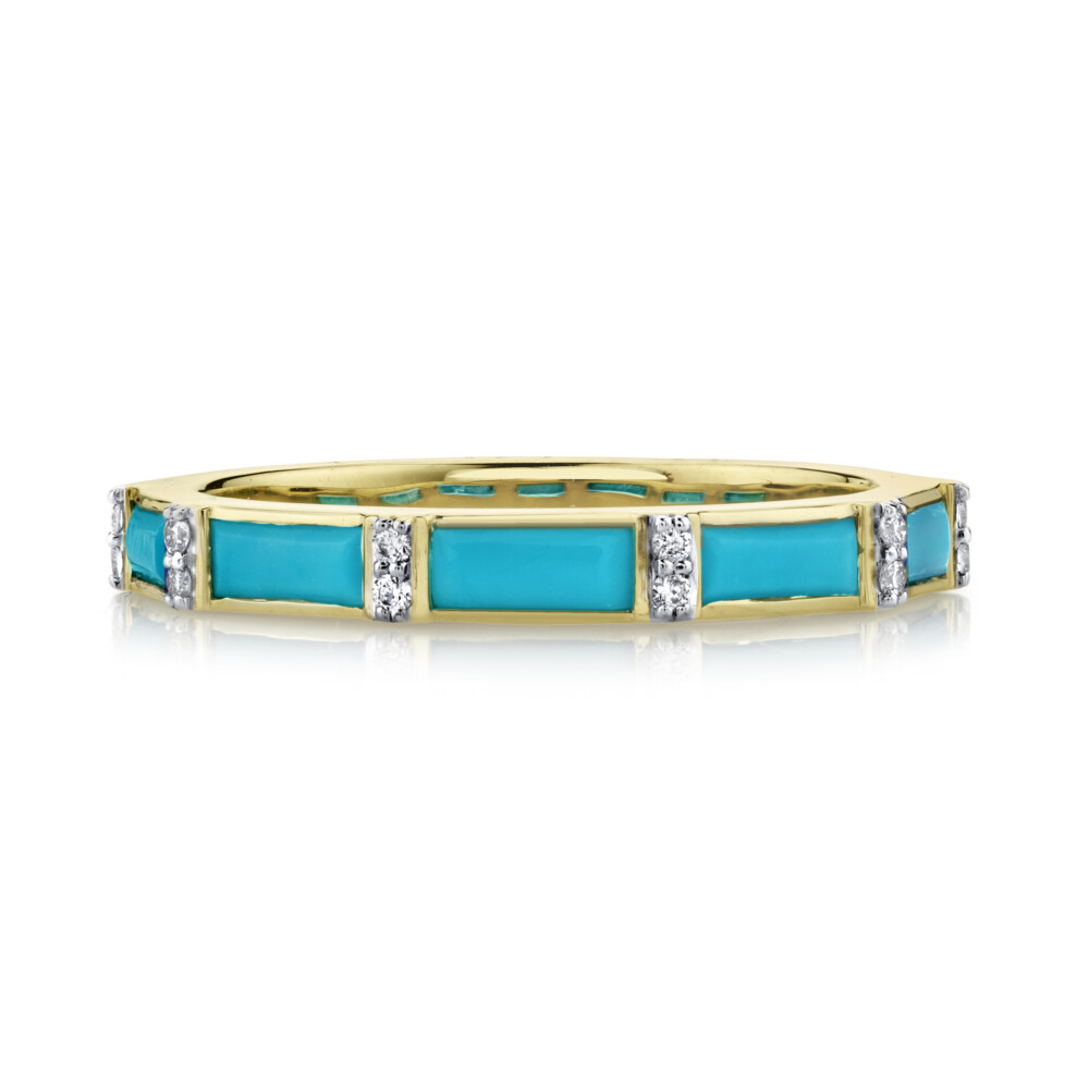 Image 2 for Turquoise Baguette Ring With Diamonds