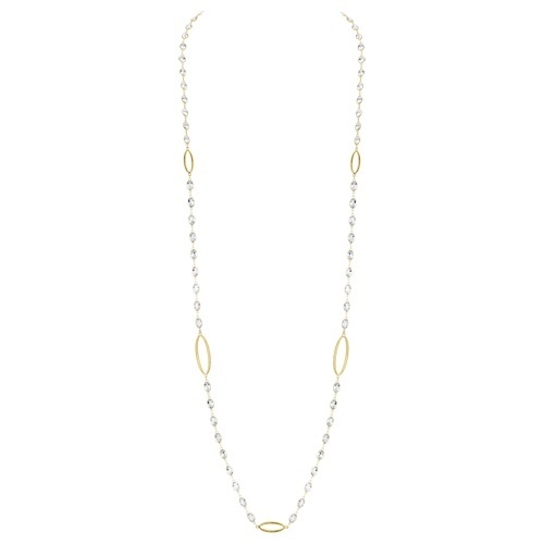 SLOANE STREET WHITE TOPAZ CHAIN WITH STRIE OPEN OVAL DETAIL IN 18K YELLOW GOLD FEATURES BRILLIANT BEZEL-SET WHITE TOPAZ OVALS WITH TWO SIZES OF SIGNATURE STRIE TEXTURED ELONGATED OVAL STATIONS AND LOBSTER CLASP CLOSURE. THIS VERSATILE CHAIN EASILY TRANSITIONS FROM BUSINESS ATTIRE TO COCKTAIL WITH THE PERFECT AMOUNT OF SPARKLE FOR EVERY OUTFIT. White Topaz Chain With Marquis Stations