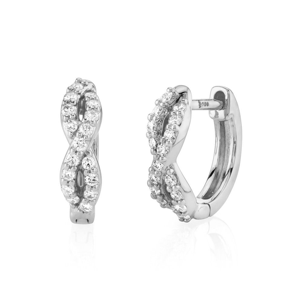 Image 2 for Pave Diamond Braided Huggy Hoops