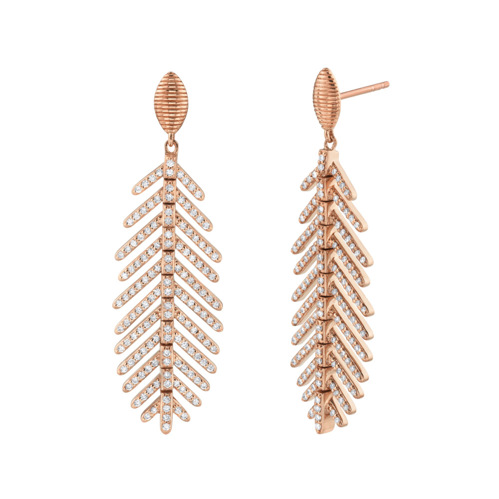 Image 2 for Pave Diamond Feather Earrings