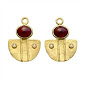 18K Shield Earring Charms with Garnet Cabochon and Diamonds 18K Cabuchon Shield Earring Charms - Garnet and Diamond