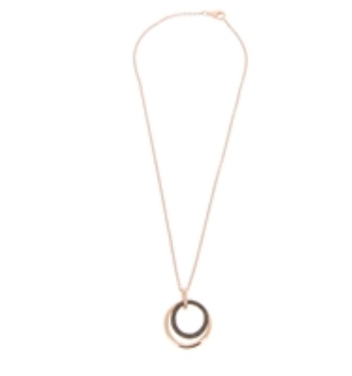Small Polvere Di Sogni Circle Wave Pendant Necklace - Rose Gold & Dark Brown Dust