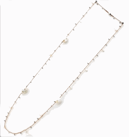 DNA Shine Single Strand Necklace w/Hematite & Pearls - Rose Gold