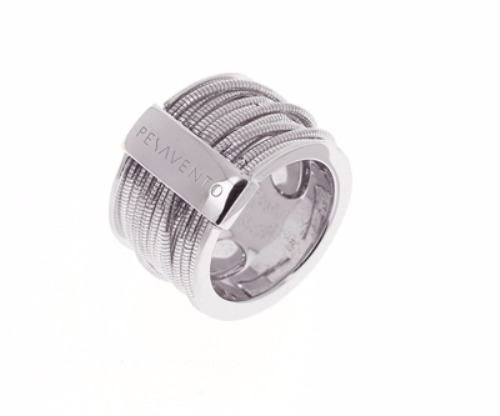 DNA Spring Ring. Sterling Silver with Rhodium Plating. Ring includes butterfly sizing tines along interior of ring for easy sizing.
DNA Spring Ring - Rhodium