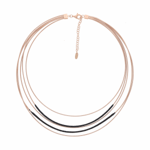 Pesavento's new spin on the classic DNA collection. This DNA Necklace is made up of 18k Rose Gold Vermeil over sterling silver. It's decorated with black polvere. DNA Spring Necklace with Polvere - Rose Gold and Black Polvere