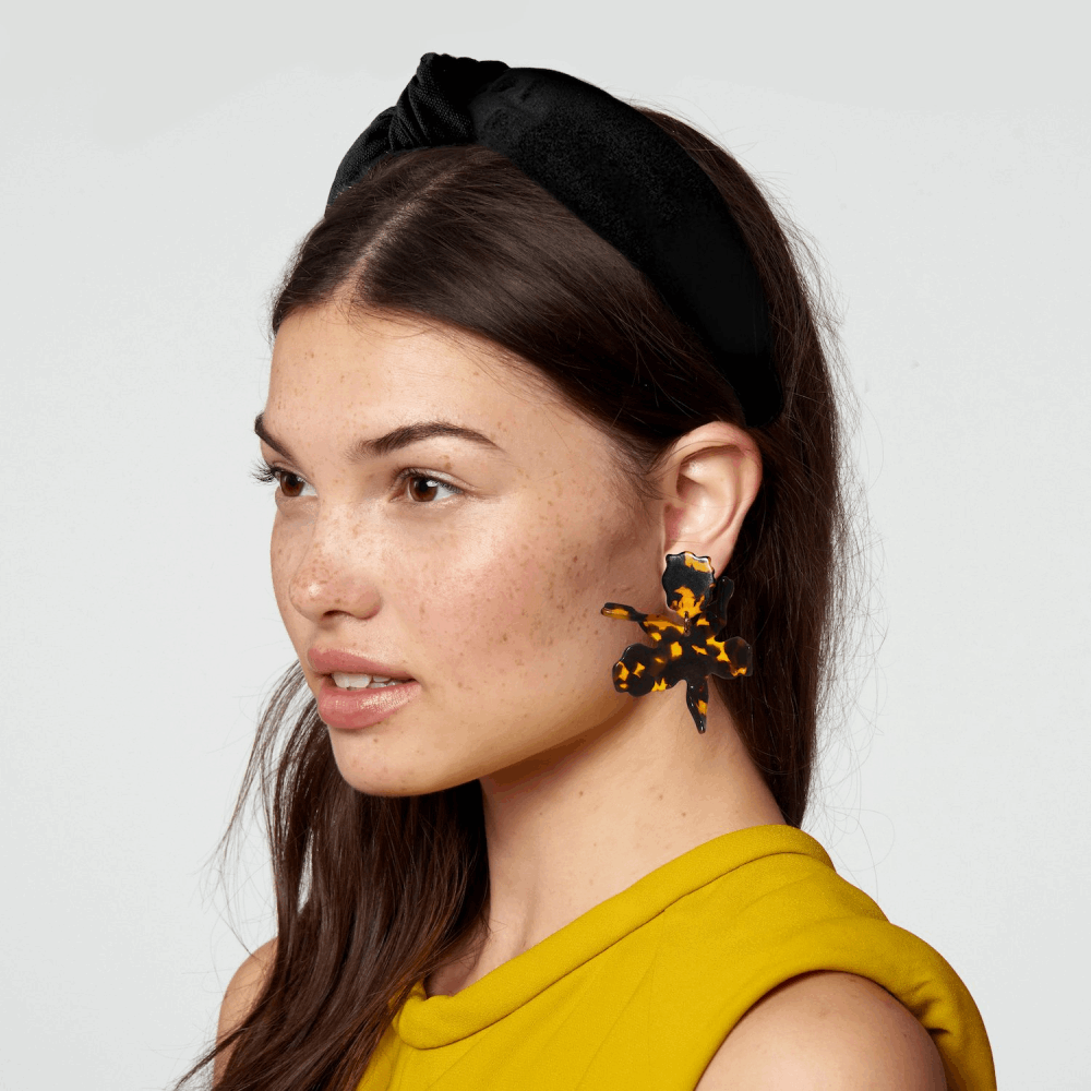Image 2 for Small Paper Lily Earrings - Tortoise