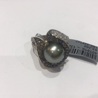 Brown/Wht DIA Tahitian Pearl Ring