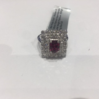 Square Ruby and Diamond Ring