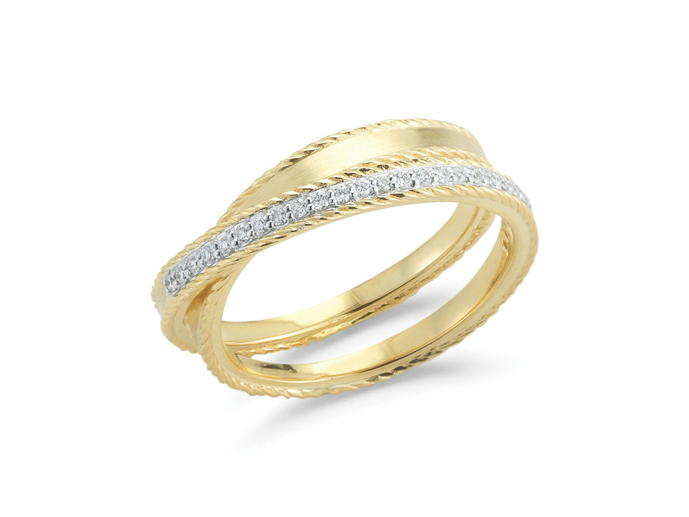 18kt. Yellow Gold and Diamonds 0.13 total carat weight. Imported. - 02-07-1028-11 Aloro - 02-07-1028-11 - ALOR