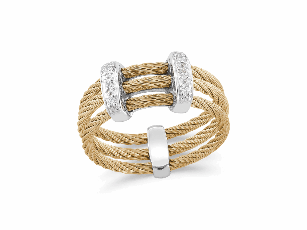 Yellow cable, 18 karat White Gold, 0.05 total carat weight Diamonds with stainless steel. Imported. - 02-37-S321-11 Classique - 02-37-S321-11 - ALOR
