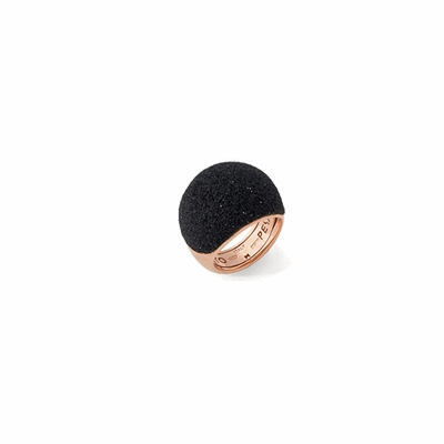 Medium Dome Polvere Di Sogni Ring. Sterling Silver with an 18K Rose Gold Vermeil. Ring contains adjustable butterfly tine along interior of the ring for easy sizing Medium Dome Polvere Di Sogni Ring - Rose Gold & Black Dust