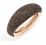 Thin Bombe Polvere Di Sogni Ring. Sterling Silver with an 18K Rose Gold Vermeil. Ring includes butterfly sizing tine along interior of the ring for easy adjustable sizing. Thin Bombe Polvere Di Sogni Ring - Rose Gold & Dark Brown Dust