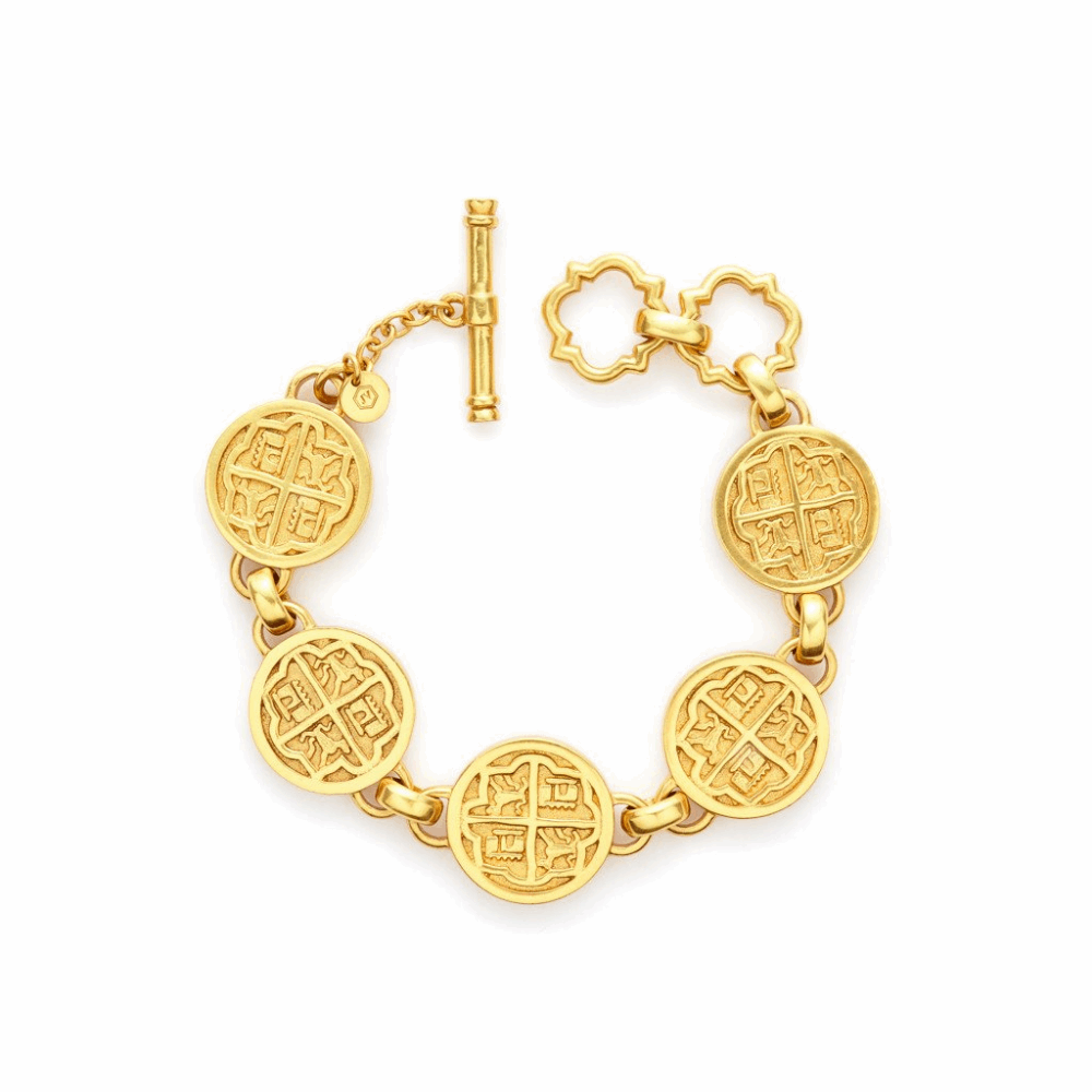 Valencia Bracelet featured in 24k gold plate over a nickel free brass. Valencia Bracelet