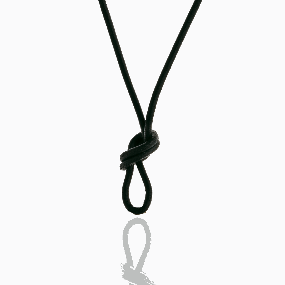 Image 2 for 32" Black Leather Cord with 18K Yellow Gold Lobster Clasp