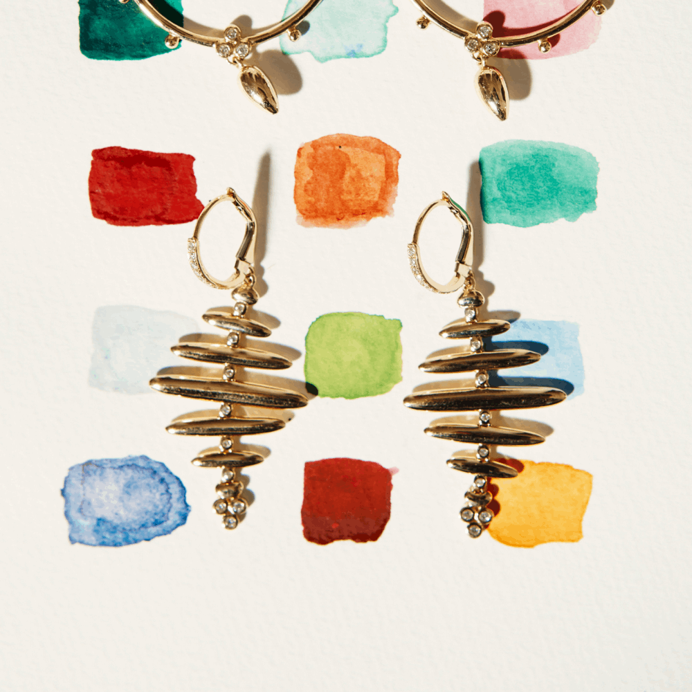 Image 2 for 18K Honeycomb Earrings