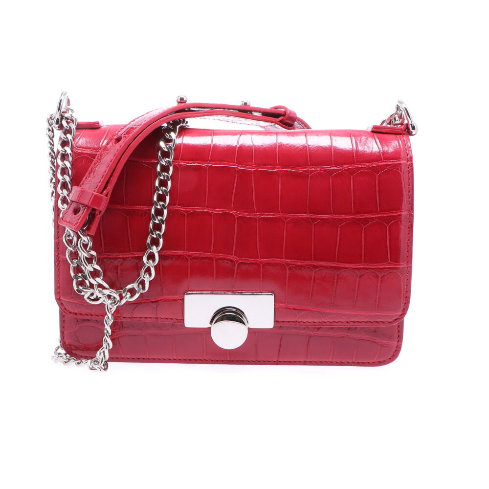 Image 2 for Ruby Red Alligator Chain Bag