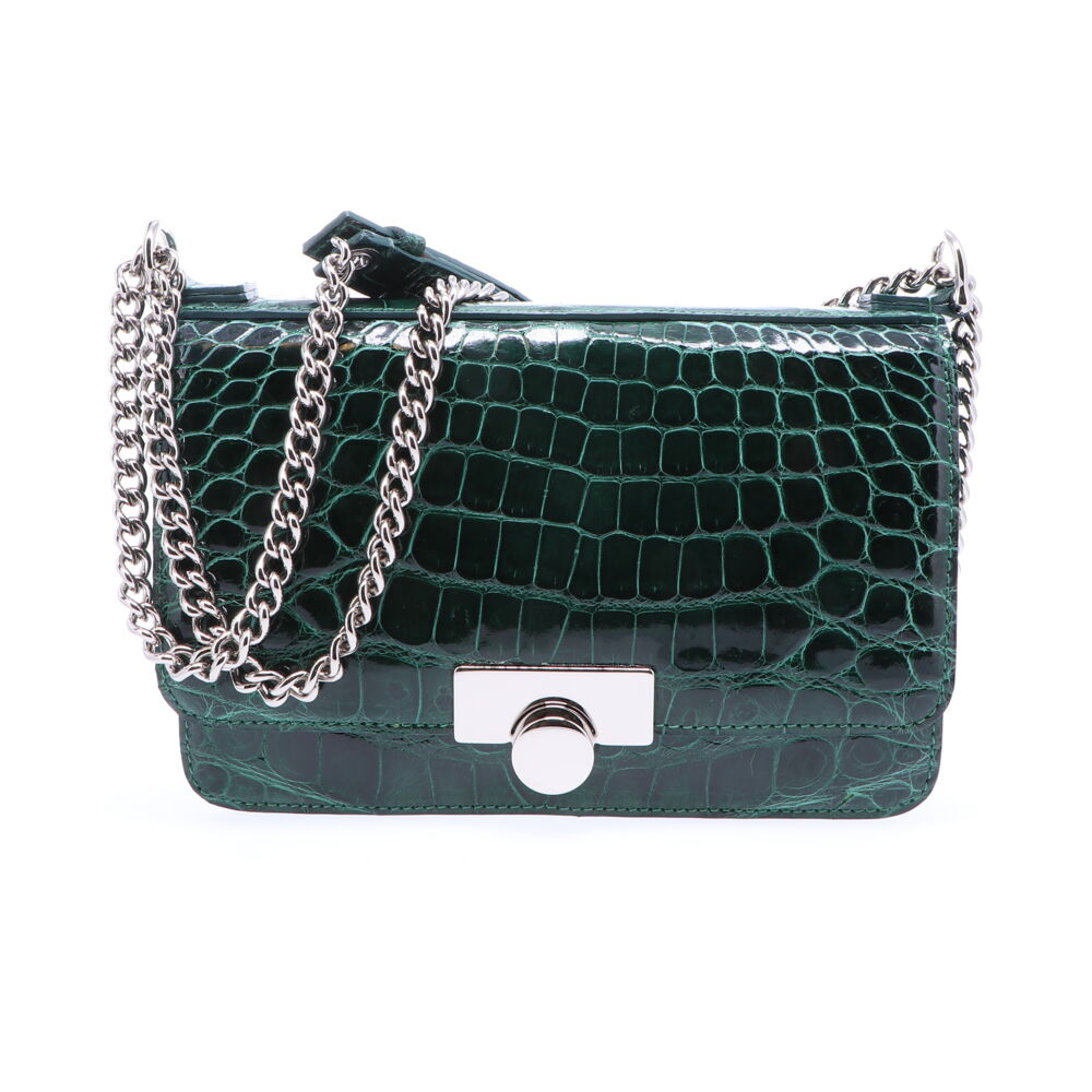 Image 2 for Forest Green Alligator Chain Bag