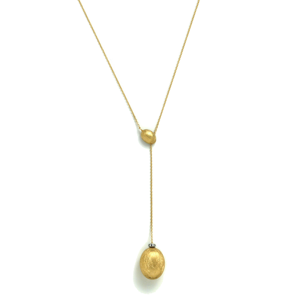 Versatile 18k adjustable gold necklace with 0.04 carats of diamonds. Wear like a lariat or more like a pendant necklace, this necklace easily creates a different look that moves from day to night. Dancing Elite Adjustable Drop Necklace and Lariat