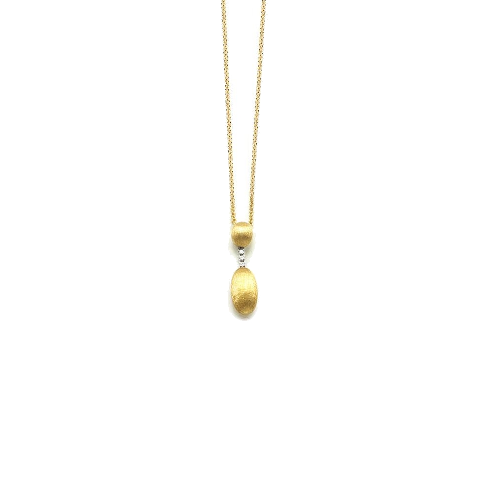 Craftsman talent, technique and passion created this delicate 18kt gold necklace with .012 carats of diamonds. Easy enough to wear every day, feminine, delicate, and light.
Dancing Elite Small Drop Necklace
