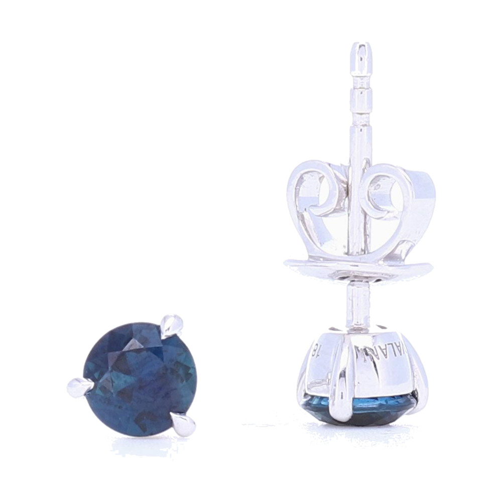 Image 2 for 3 Prong Set Blue Sapphire Studs