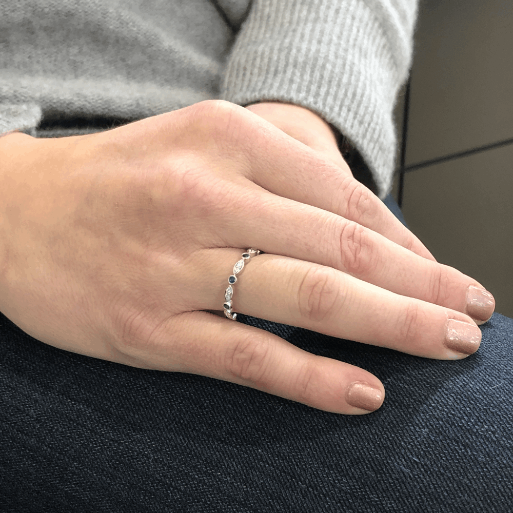 Image 2 for 14k White gold Sapphire and Diamond Stack Ring