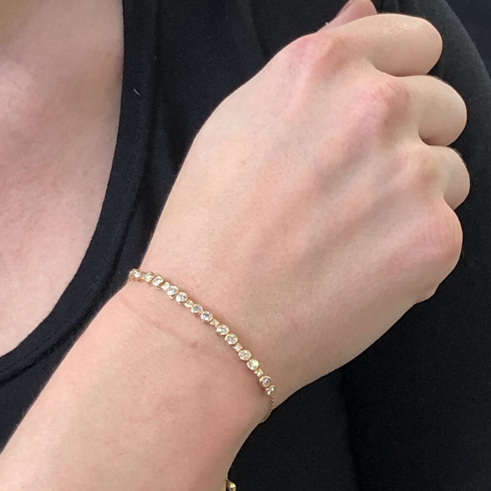 Image 2 for 14k Yellow Gold Bezel Set Diamond Bolo Bracelet
