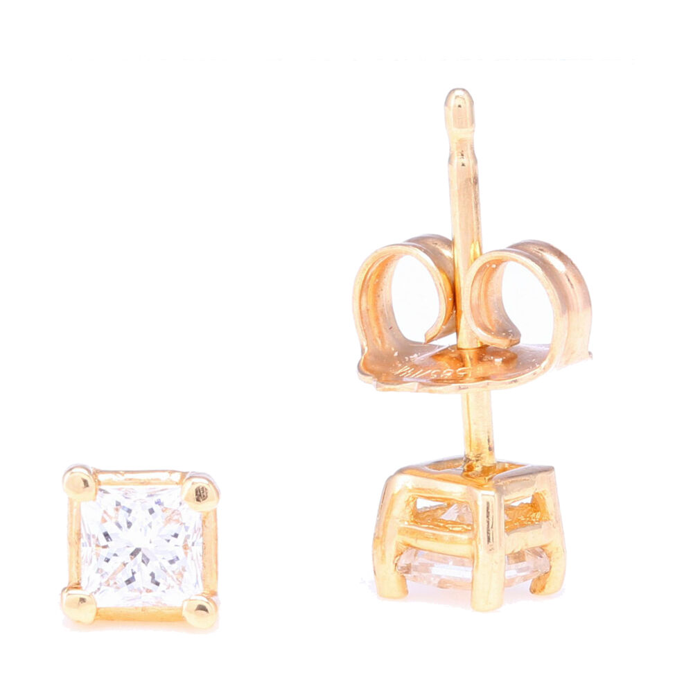 Image 2 for Princess Cut Diamond Prong Set Studs
