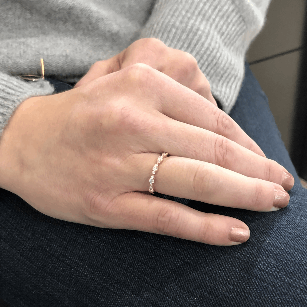 Image 2 for 14k Gold, Brilliant Diamonds in Marquise Prong Set Pattern Stack Ring
