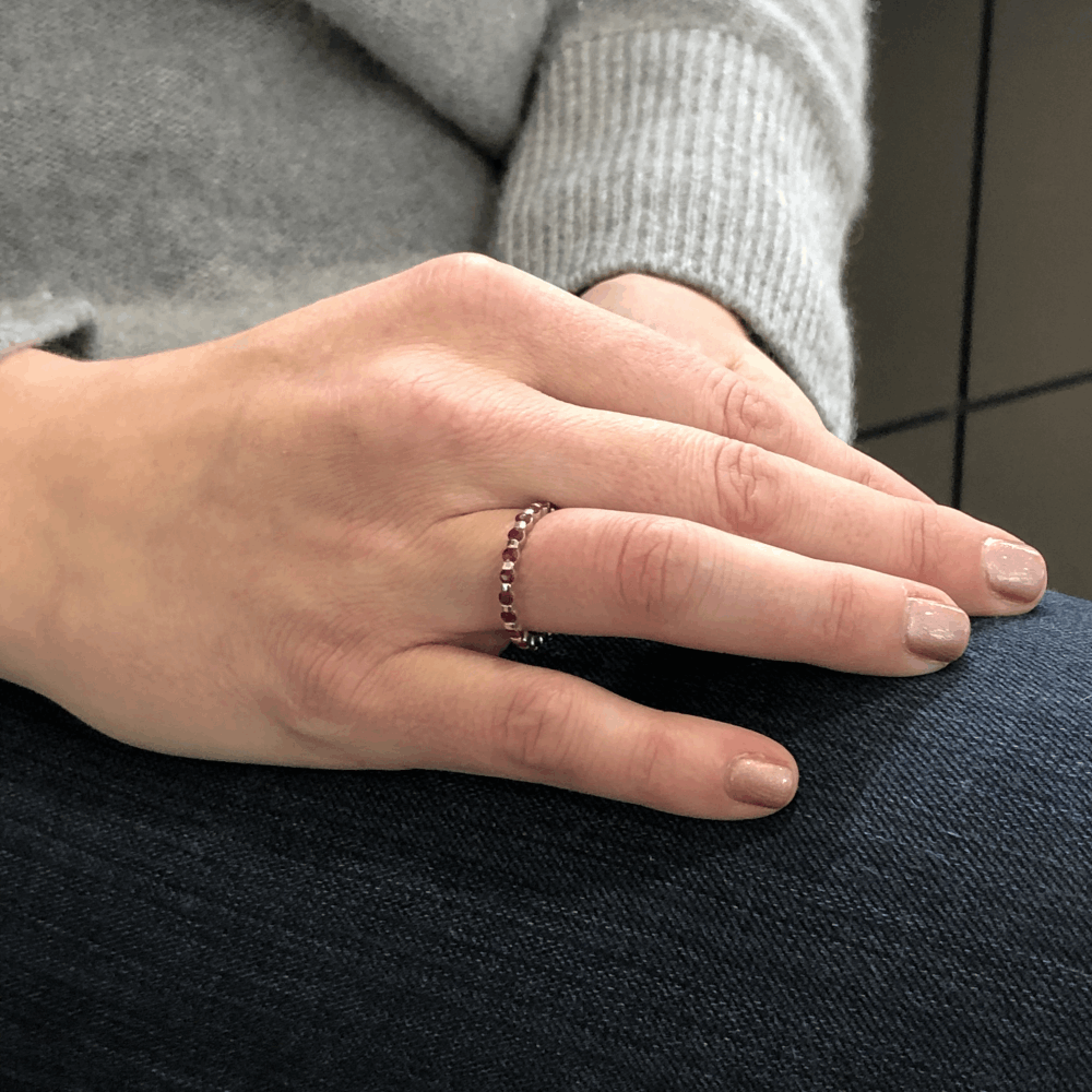 Image 2 for 14k White Gold Bar Set Round Ruby Eternity Band