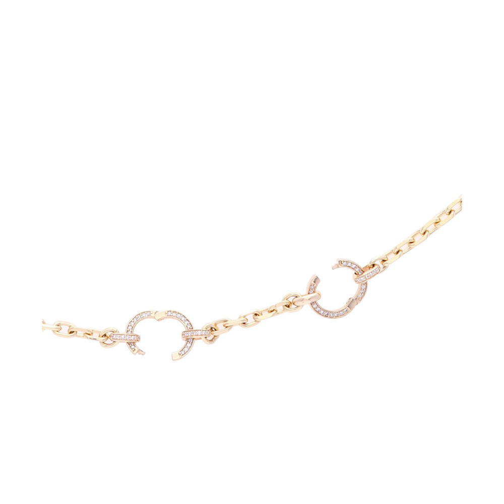 Image 2 for 14k Yellow Gold Lariat Diamond Necklace with 3 Openable Rings