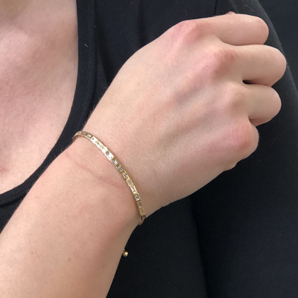 Image 2 for 14k Yellow Gold Step Cut Diamond Bolo Bracelet