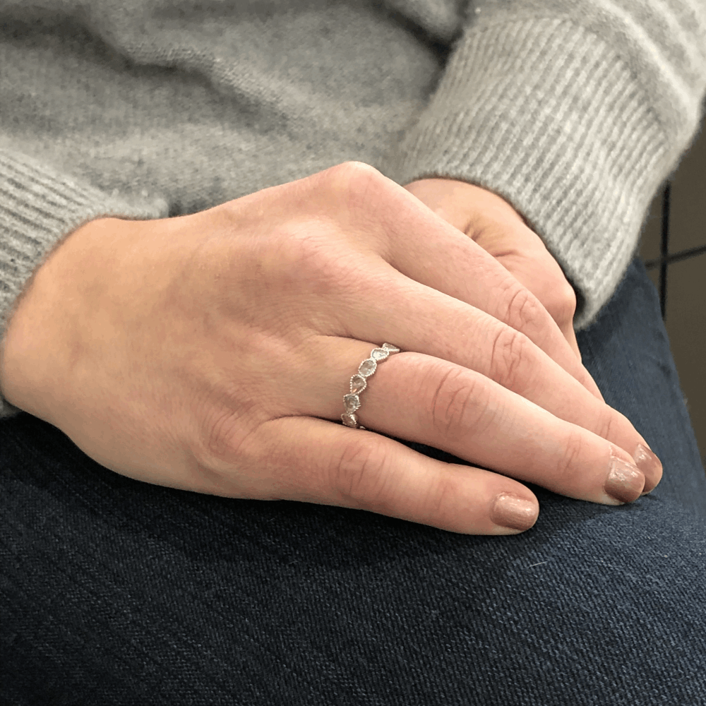 Image 2 for "Maya" White Diamod Rose Cut Band in 18k White Gold