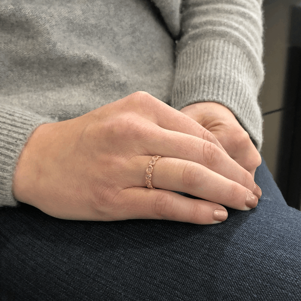 Image 2 for "Maya" White Diamond Rose Cut Band In 18k Rose Gold