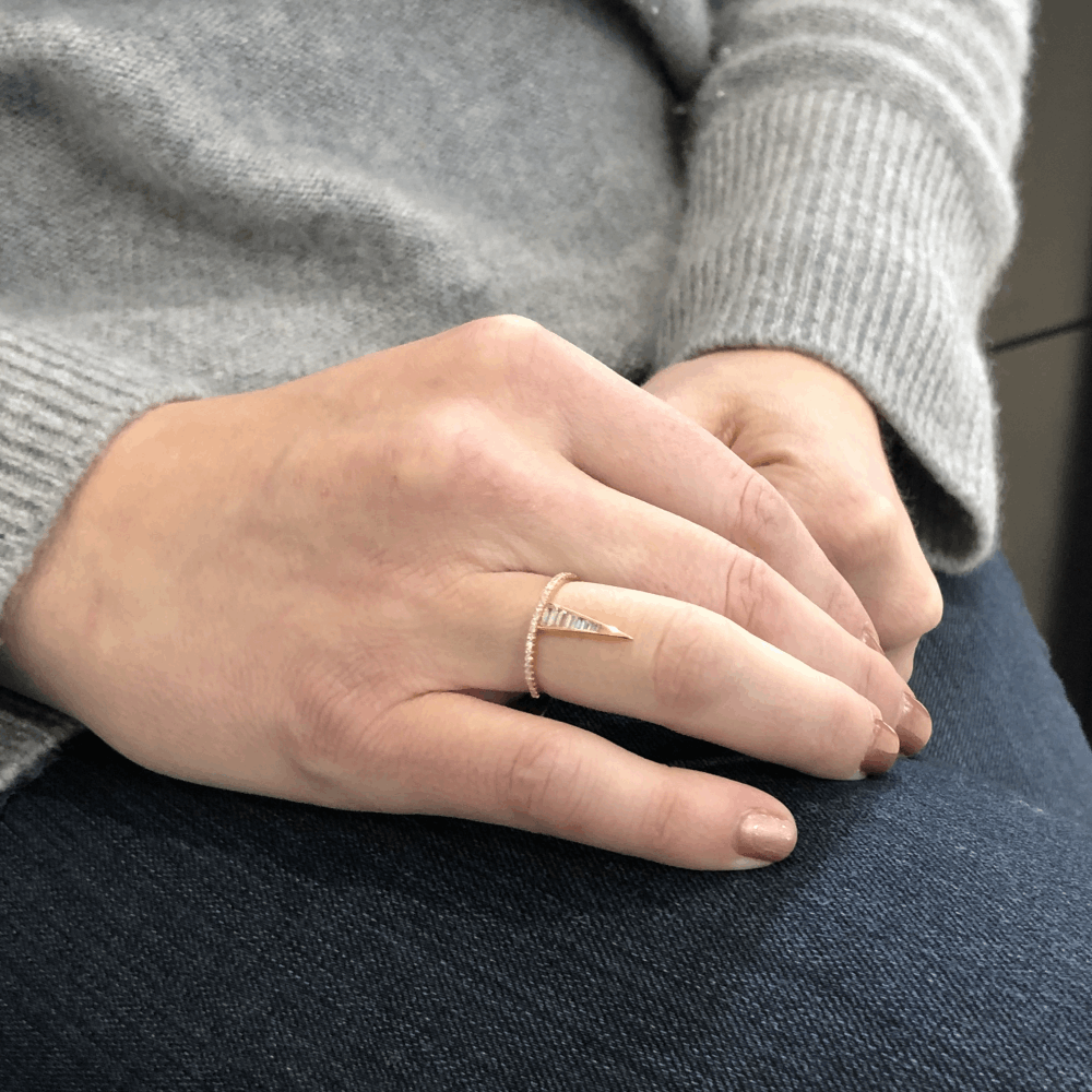 Image 2 for 18k Rose Gold Step Cut Diamond Ring with Pave Shank