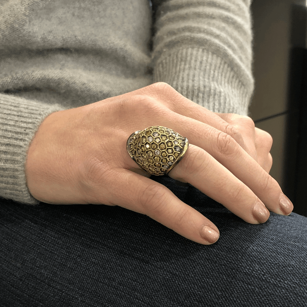 Image 2 for Orange and brown hue Brilliant Cut Fancy Color Diamond Cocktail Ring in 18k