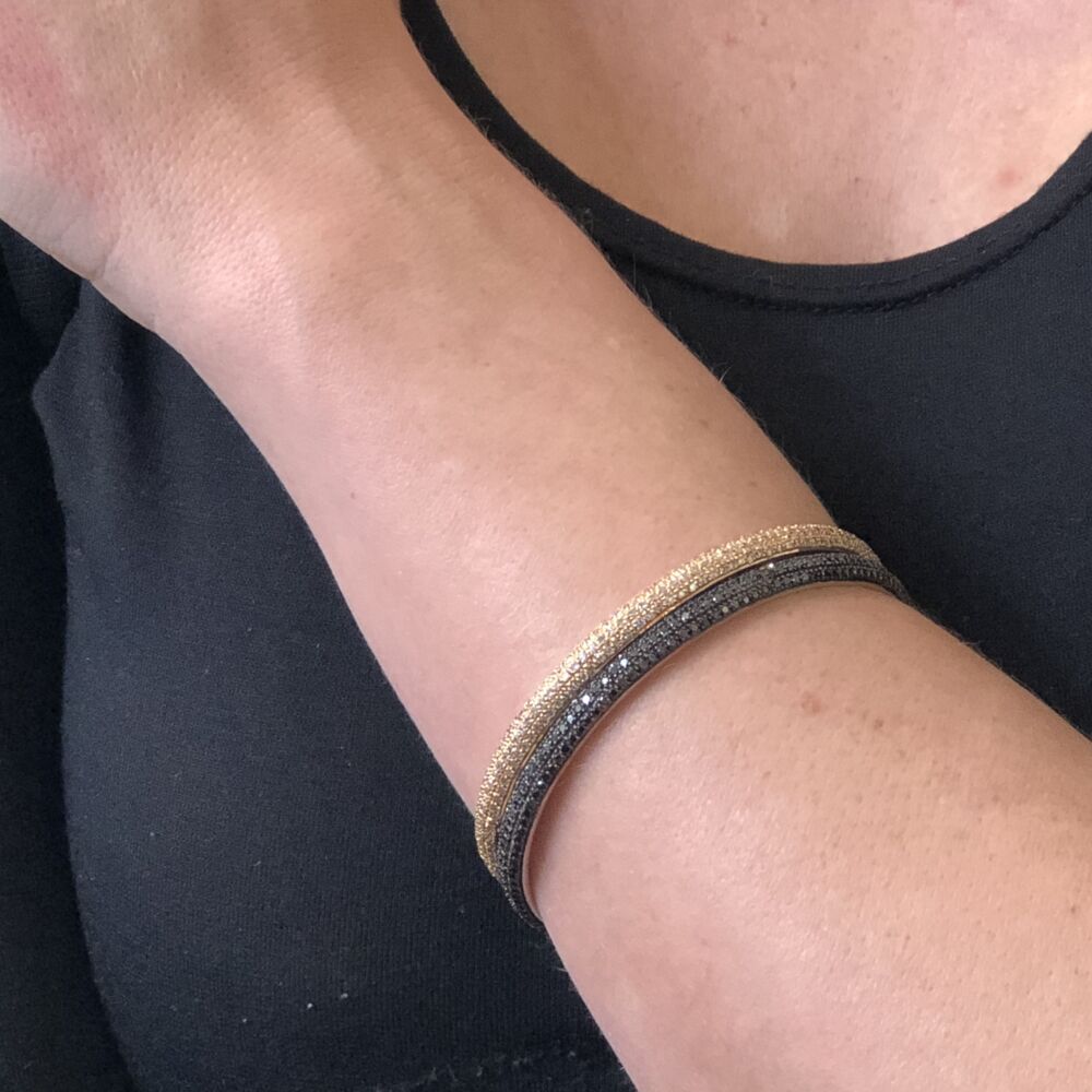 Image 2 for Tyre Bangle Bracelet with Black Diamonds set in 18k White Gold and Black Rhodium