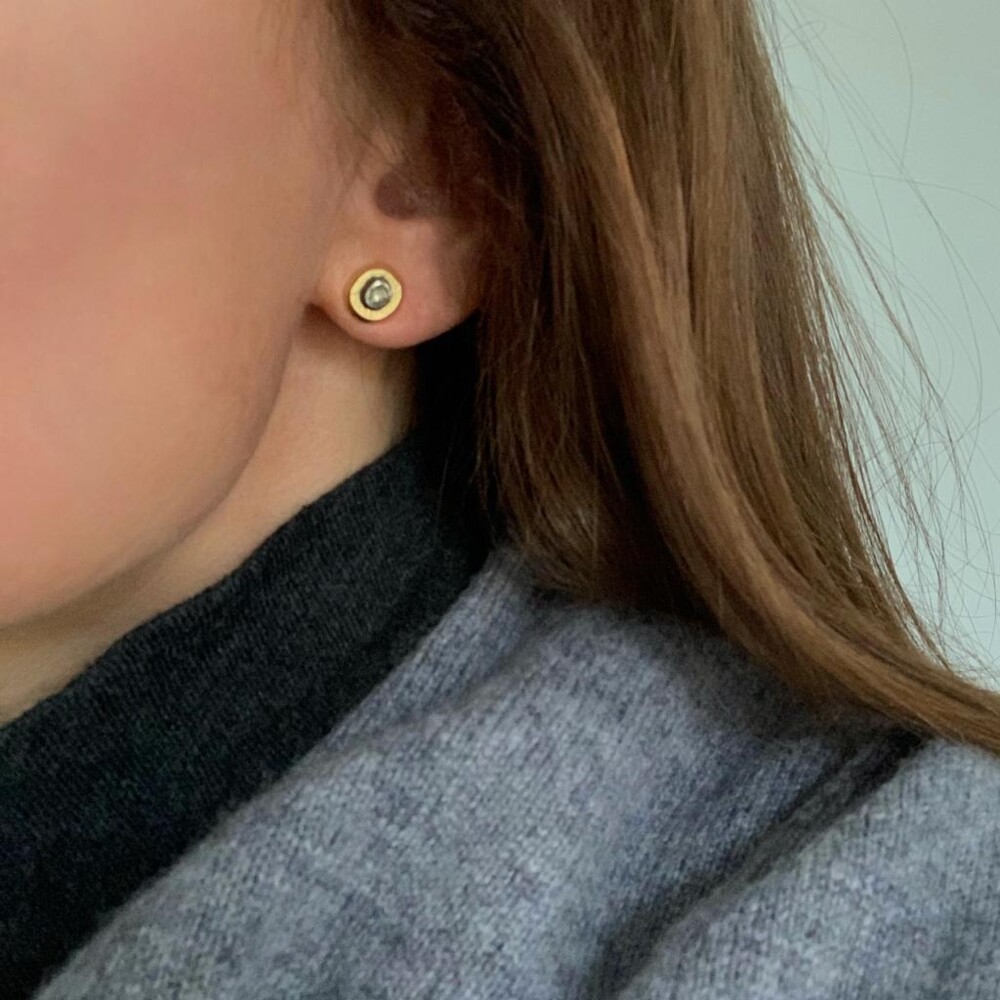 Image 2 for Raw Diamond Circle Studs