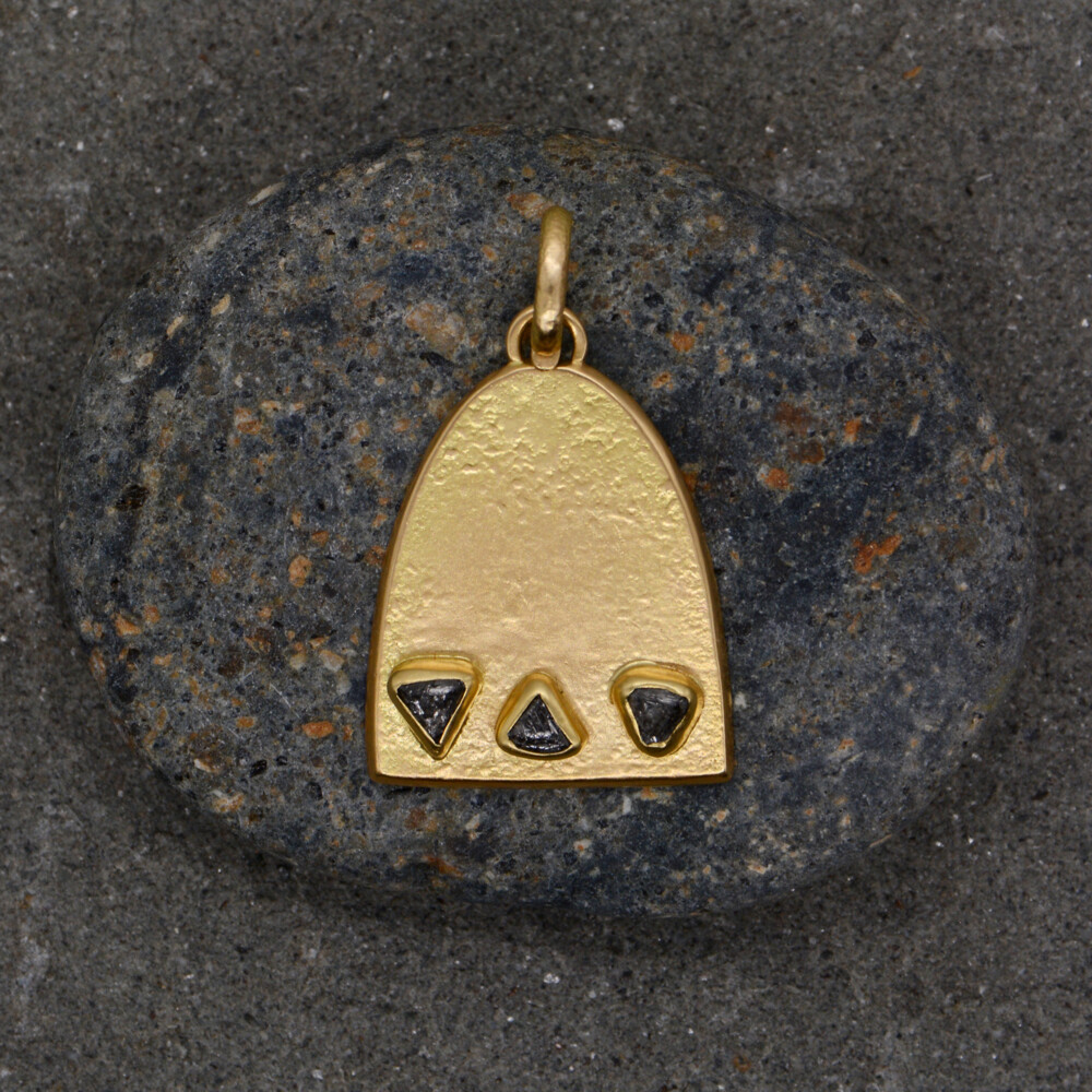 Image 2 for 3 Stone Raw Diamond Dome Pendant