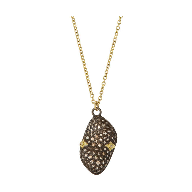 Old World Collection by Armenta bring you this bean shaped pave drop necklace. Featuring champagne diamonds, this necklace can take you from day to night. Pave Bean Necklace
