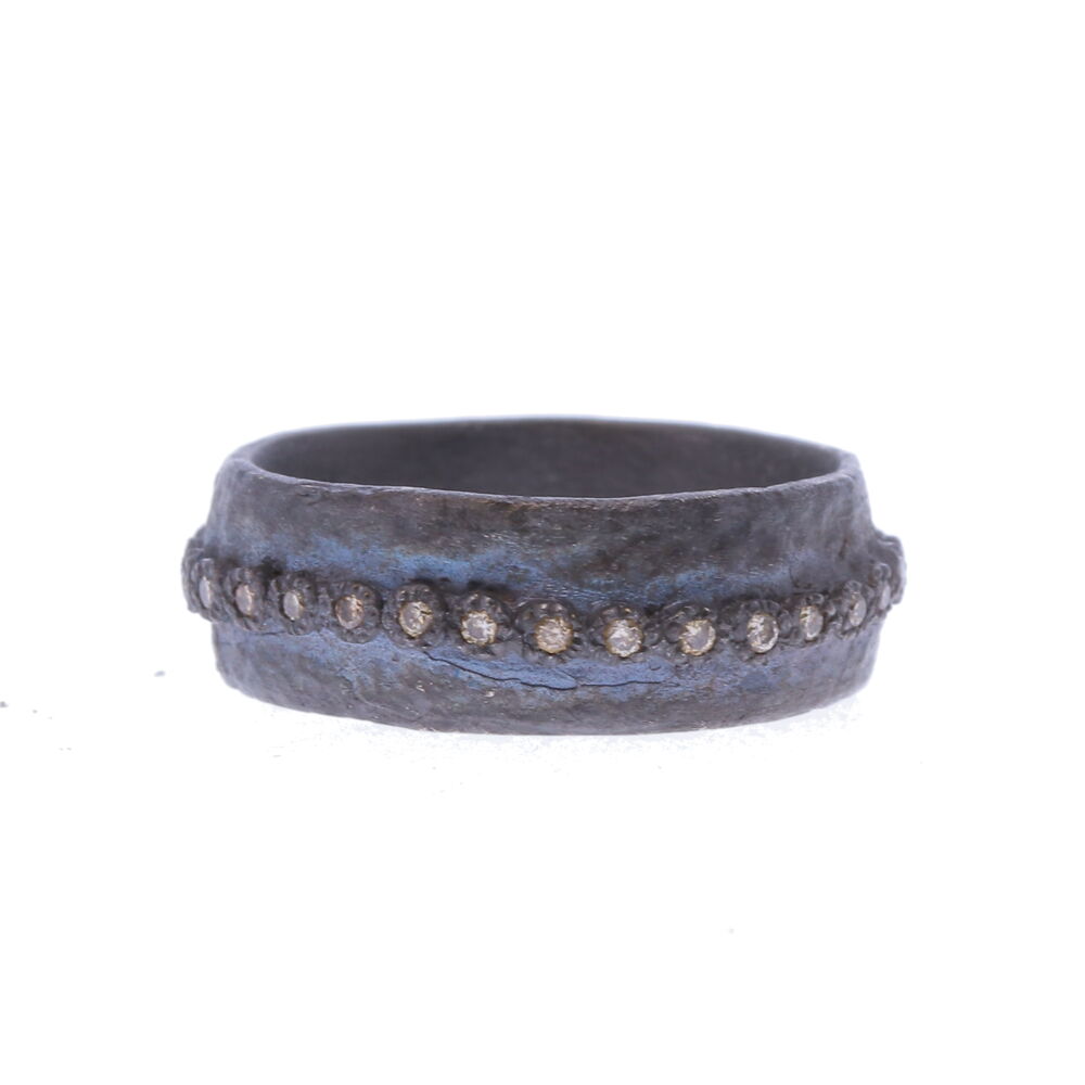 Wide stackable ring with champagne diamonds, perfect to keep stacking, or to wear alone! Wide Artifact Stack Ring