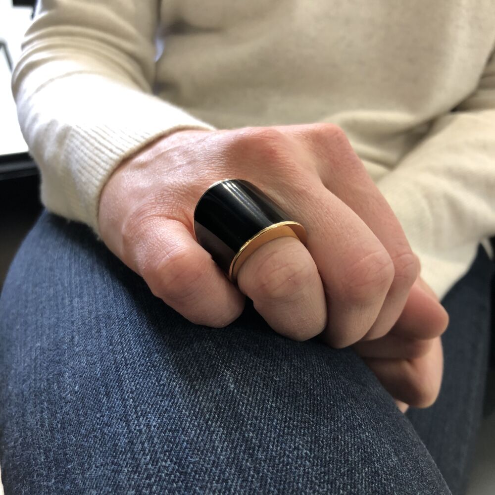 Image 2 for 18k Rose Gold and Ebony Vague Ring Gran