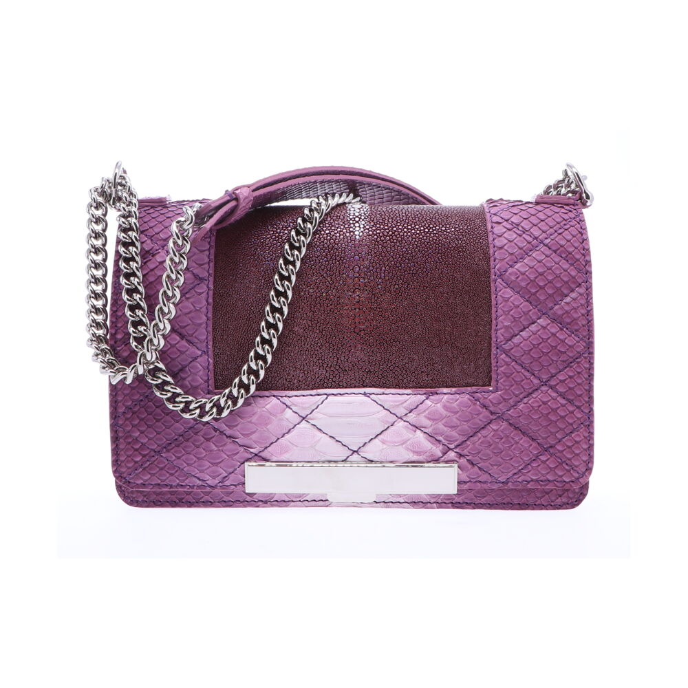 Image 2 for Ombre Purple Stingray and Python Chain Bag
