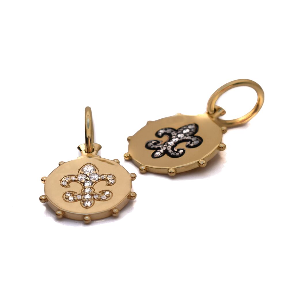 Image 2 for Fleur De lis Black Rhoidum Pendant