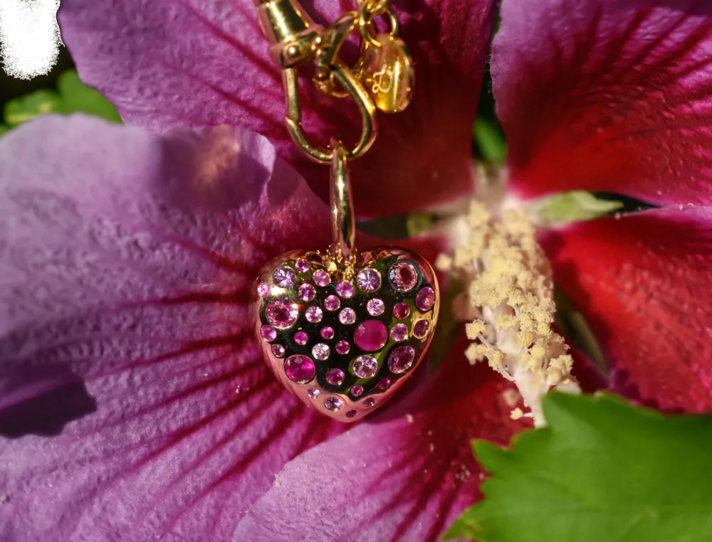 Image 2 for Love Heart Pendant - Pink Sapphires 18k
