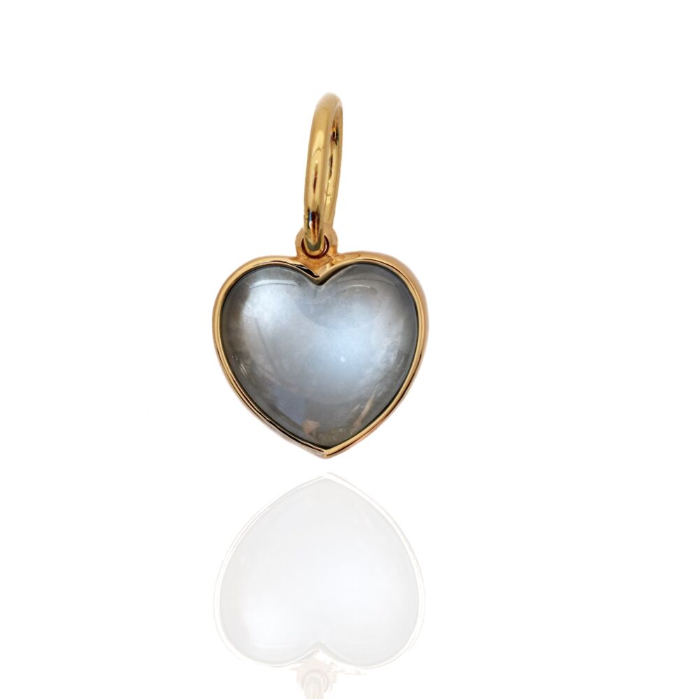 This 18k yellow gold pendant features a heart shaped aquamarine cabochon. Heart Pendant Open Back Aquamarine